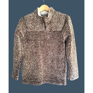 CLASS CLUB- KIDS FAUX FUR LONG SLEEVE SIDE POCKETS HALF ZIP SWEATER SIZE 14/16